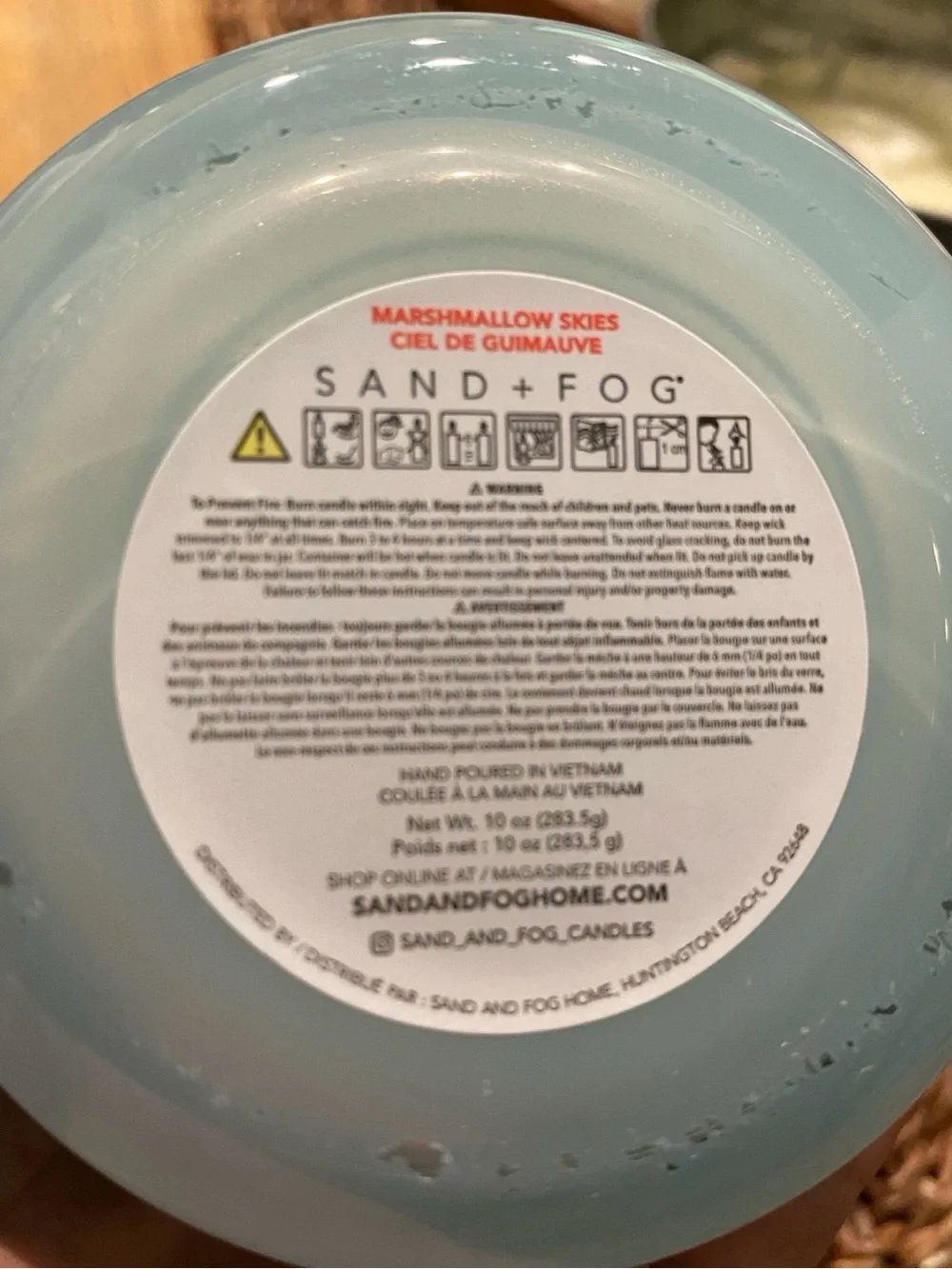 Sand + Fog Coastal Blue Scented Candle with Wooden Lid